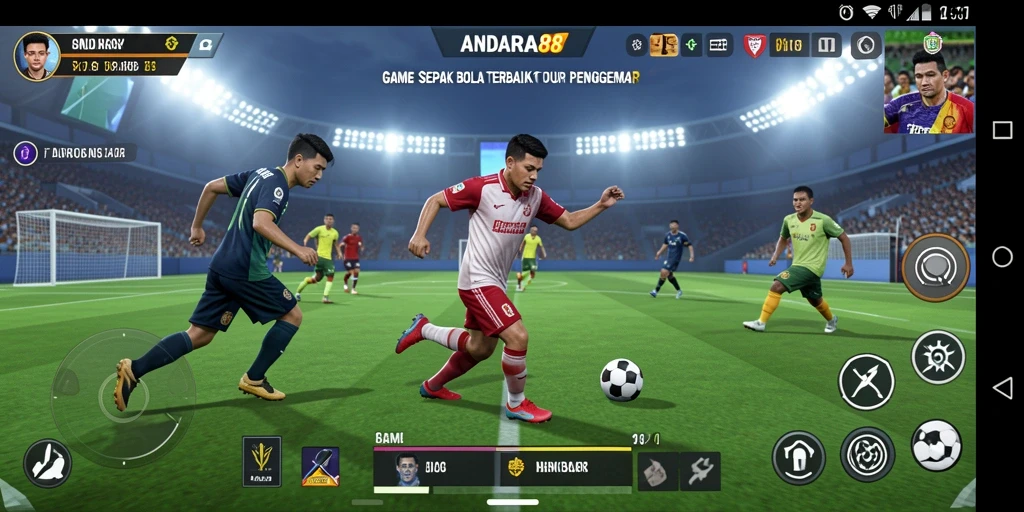 Tampilan gameplay seru dari ANDARA88 dengan aksi sepak bola nyata.