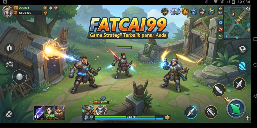 Screenshot utama FATCAI99 menampilkan pertempuran strategi yang intens.