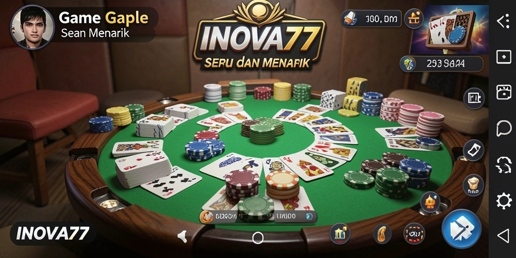 Tampilan gameplay Gaple yang seru di INOVA77.