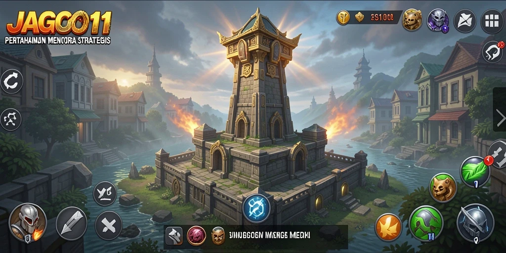 Screenshot JAGO11 menunjukkan pertempuran menara yang menegangkan.