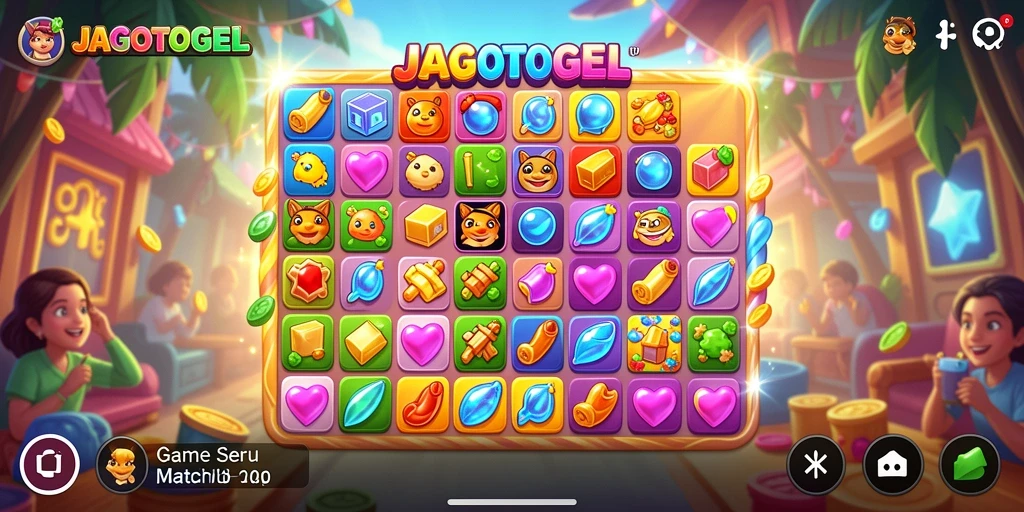 Tampilan screenshot utama JAGOTOGEL menampilkan gameplay seru Match-3.