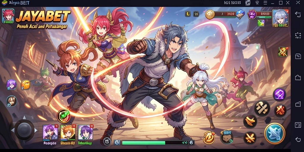 Screenshot gameplay JAYABET menampilkan aksi karakter anime yang dinamis.