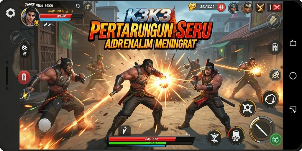 Gameplay K3K3 yang intens dan mengasyikkan dalam pertarungan Fighting.