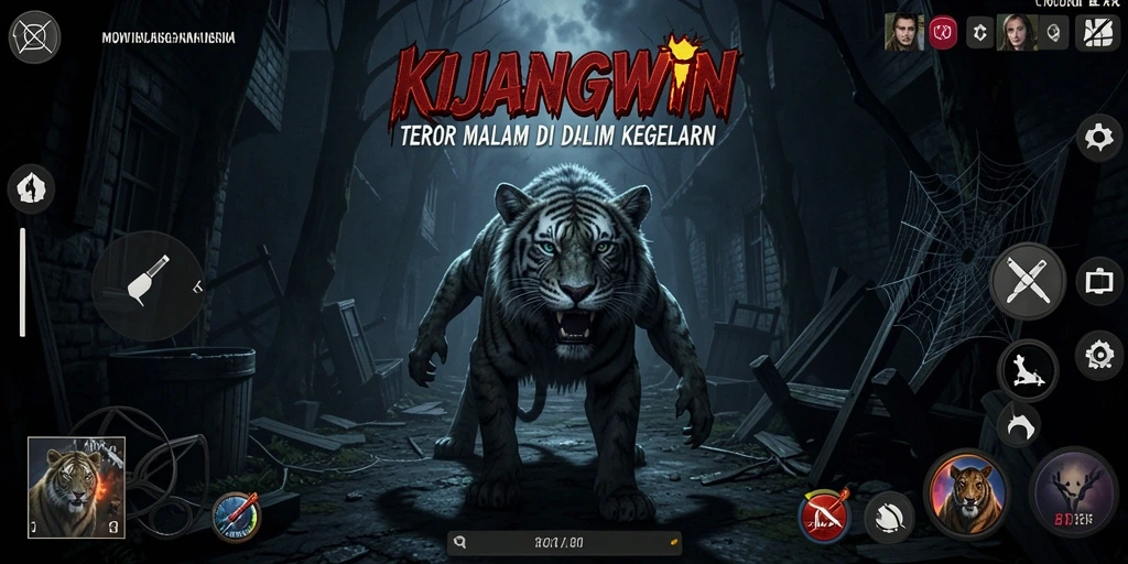 Tampilan gameplay KIJANGWIN menunjukkan kegelapan dan ketegangan yang mendalam.