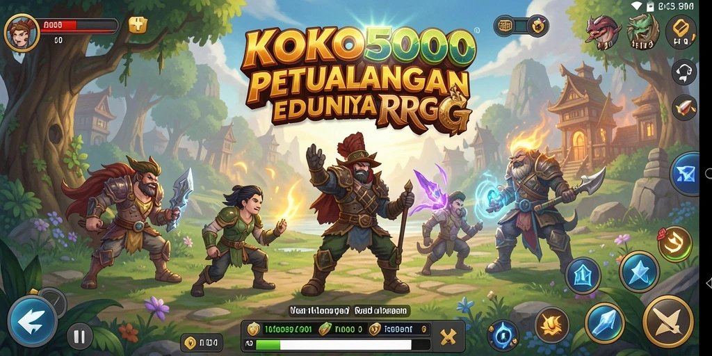 Screenshot KOKO5000 menunjukkan pertempuran epik dengan grafis menakjubkan.