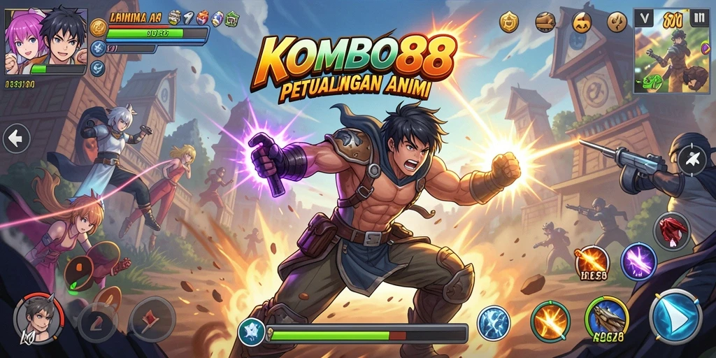 Screenshot gameplay <strong>KOMBO88</strong> yang menunjukkan aksi seru karakter anime.