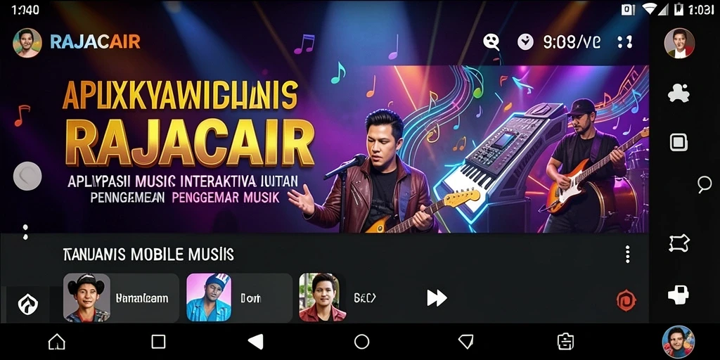 Screenshot gameplay RAJACAIR menunjukkan pengalaman mendengarkan musik yang interaktif.